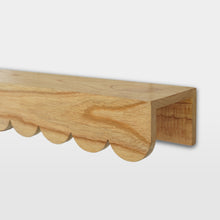 Load image into Gallery viewer, Pre order Solid Hard wood Scalloped floating wall shelf - 65cm