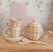 Load image into Gallery viewer, Little Sippers Rattan tea set - 7 pce