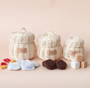 Rattan Tea + Coffee + Sugar set - 3 pce set ( extras add on)