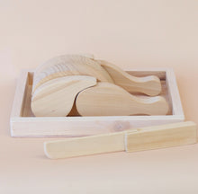 Load image into Gallery viewer, Juni Moon pull apart Wooden cutting chicken with knife and tray 🍗