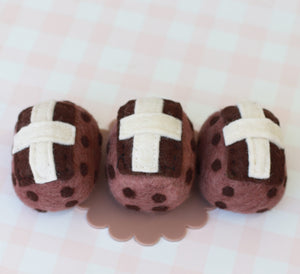 Felt chocolate hot cross buns - set or single