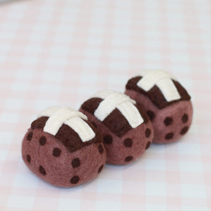 Felt chocolate hot cross buns - set or single