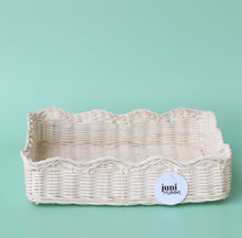 Load image into Gallery viewer, Scalloped rattan rectangle storage basket