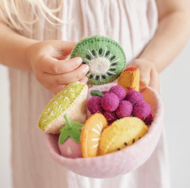 Felt tutti fruity Salad + felt bowl- 9 pce set