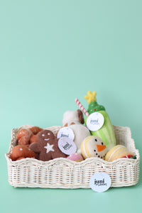 Scalloped rattan rectangle storage basket