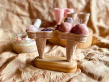 Load image into Gallery viewer, Wooden playdough Ice cream Cone Holders