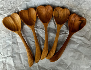 Teak heart spoons - 1 pce