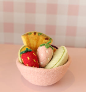 Felt fruit + felt bowl- 7 pce set