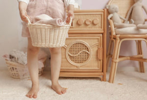 Rattan basket with handles