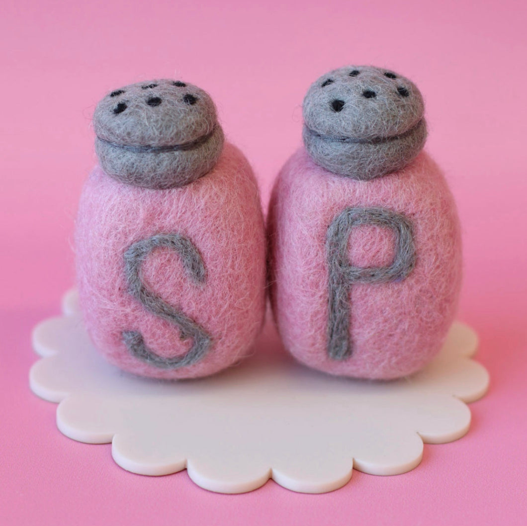 Seconds Pink salt and pepper shakers